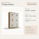 Ver imagem 4 de Guarda Roupa Solteiro Triplex 10 Portas 4 Gavetas Cinamomo Off White Formimóveis