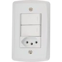 Ver imagem 1 de Conjunto 4x2 com 2 Interruptores Paralelos 10 a 250 V e 1 Tomada 2P+T 10 a 250 V Tramontina LUX2