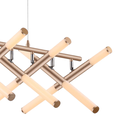 Ver imagem 2 de Pendente Palito Dourado (c)90cm (l)60cm (a)11cm 16x3,375w 2700k 3250lm - Cd015
