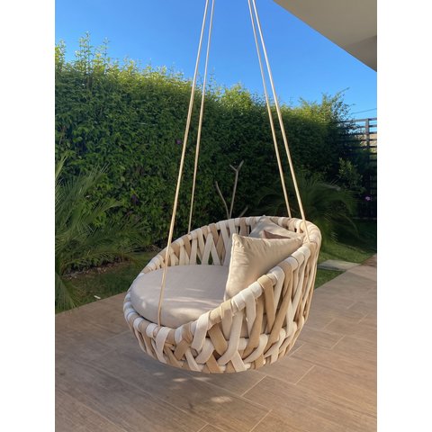 Balanço Suspenso Tricô Náutico Artesanal Duo Color Bahia Boho