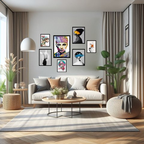 Kit 7 Quadros Decorativos Mulheres Arte Surrealismo:madeira Branca