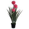 Planta Artificial com 3 Flores Pompom Rosa 92cm - 1