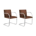 Ver imagem 1 de Kit 2 Cadeiras Brno Couro Natural Marrom Tubular Cromada