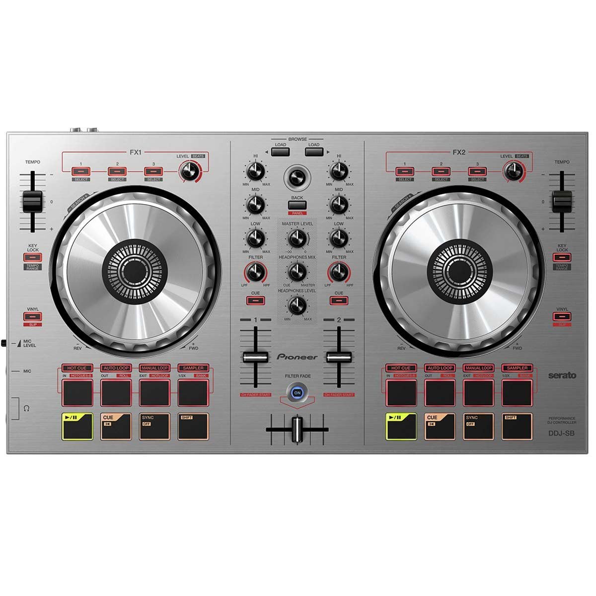 Controladora DJ c/ USB DDJSB Prata - Pioneer DDJ-SB-S | MadeiraMadeira