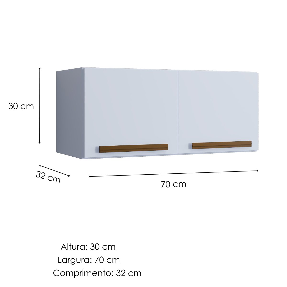 Armario Aéreo 2 Portas para Cozinha Multiuso Quarto Sala 70 Cm - 7