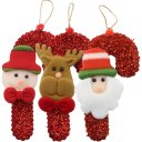 Ver imagem 1 de Kit 24 Enfeite Pendente de Natal Tecido 16cm Bengalas