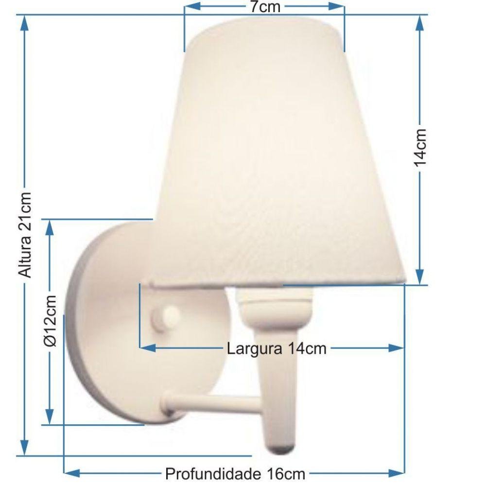 Arandela Cone Base Branco Tecido 14/14x07cm Rosa Bebê Bivolt - 2