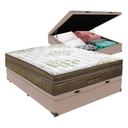 Ver imagem 1 de Cama Box Baú Casal Bege e Colchão Gold Ultragel Molas Ensacadas Ortobom