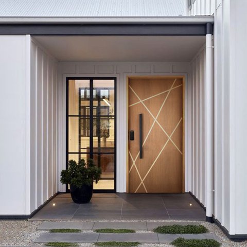 Kit Porta de Madeira com Fechadura Digital 210x110cm Batente 14cm Rodam Abertura Esquerda