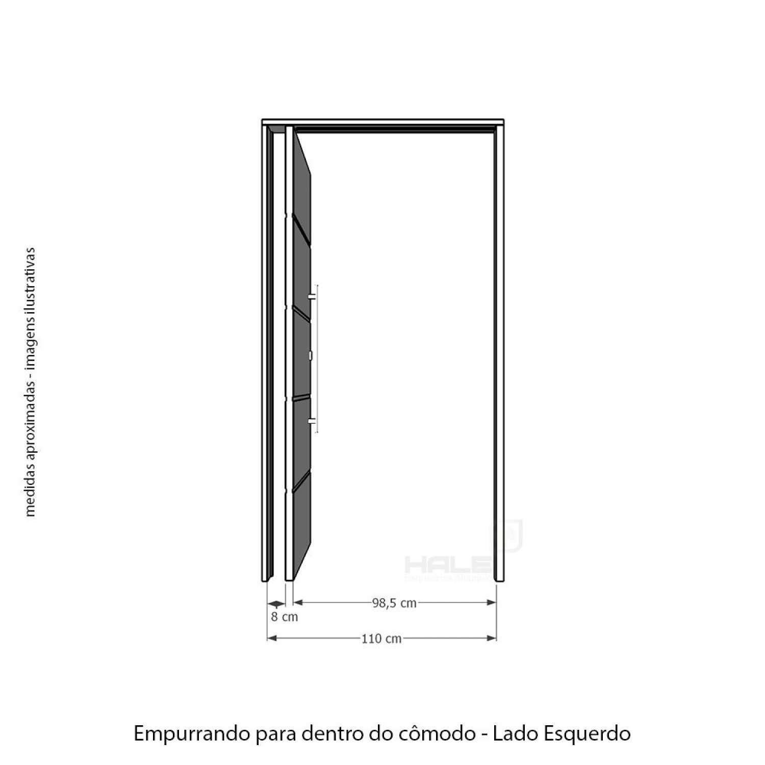 Kit Porta de Madeira com Fechadura Digital 210x110cm Batente 14cm Rodam  - 4