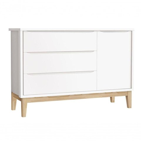 Cômoda Sapateira Classic New Branco Fosco com Natural - Moveisaqui