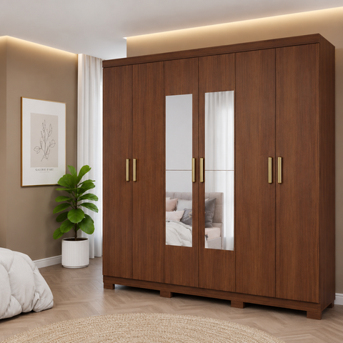 Guarda Roupa Maya 6 Portas Flex Espelho Avulso em MDF Panan