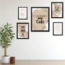 Ver imagem 1 de Composição 5 Quadros Cantinho do Café Moderno - com Vidro:madeira Branca