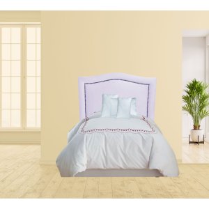 Cabeceira Estofada Solteiro Branca Línea Corino Tacha Fumê