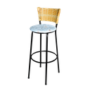 Ver imagem 1 de Banqueta Alta Para Cozinha Ratan Palha Preta Estofado Floral  Floral 