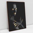 Ver imagem 1 de Quadro Decorativo Mulher Fashion em Tela Canvas Tacolado Moldura Flutuante 4,5cm Madeira 80 X 120cm