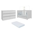 Ver imagem 2 de Quarto de Bebê Berço Americano 3 em 1 com Colchão Incluso e Cômoda 6 Gavetas Multimóveis MP4871
