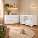 Ver imagem 1 de Quarto de Bebê Berço Americano 3 em 1 com Colchão Incluso e Cômoda 6 Gavetas Multimóveis MP4871