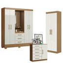Ver imagem 1 de Guarda Roupa Solteiro Paris 2045150 com Armário Multiuso 2 Portas 2000191 e Cômoda Sapateira Milão 2
