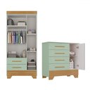 Ver imagem 2 de Quarto Infantil Completo Soninho 4 Portas 6 Gavetas Verde/cinamomo - Panorama Móveis