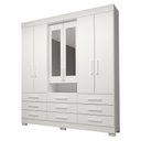 Ver imagem 3 de Guarda-Roupa Casal 6 Portas 9 Gavetas Capelinha com Espelho 100% MDF 179cm Nerina Espresso Móveis Branco