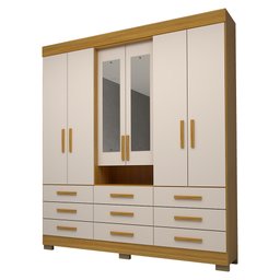 Guarda Roupa Casal 178,80cm 6 Portas 9 Gavetas Capelinha com Espelho 100% Mdf Débora - 2 Guarda Roupa Casal 178,80cm 6 Portas 9 Gavetas Capelinha com Espelho 100% Mdf Débora - 2