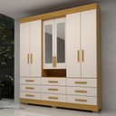 Ver imagem 1 de Guarda Roupa Casal 178,80cm 6 Portas 9 Gavetas Capelinha com Espelho 100% Mdf Débora