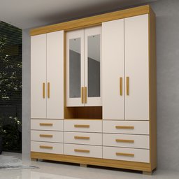 Guarda Roupa Casal 178,80cm 6 Portas 9 Gavetas Capelinha com Espelho 100% Mdf Débora - 1 Guarda Roupa Casal 178,80cm 6 Portas 9 Gavetas Capelinha com Espelho 100% Mdf Débora - 1
