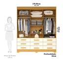 Ver imagem 4 de Guarda Roupa Casal 178,80cm 6 Portas 9 Gavetas Capelinha com Espelho 100% Mdf Débora