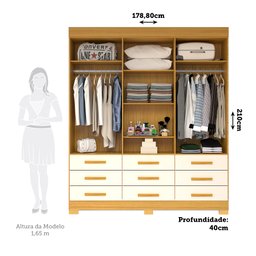 Guarda Roupa Casal 178,80cm 6 Portas 9 Gavetas Capelinha com Espelho 100% Mdf Débora - 4 Guarda Roupa Casal 178,80cm 6 Portas 9 Gavetas Capelinha com Espelho 100% Mdf Débora - 4