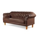 Ver imagem 5 de Sofá Chesterfield 3 Lugares Couro Sintético Marrom Duque 200cm Yescasa