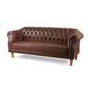 Ver imagem 3 de Sofá Chesterfield 3 Lugares Couro Sintético Marrom Duque 200cm Yescasa
