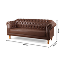 Ver imagem 4 de Sofá Chesterfield 3 Lugares Couro Sintético Marrom Duque 200cm Yescasa