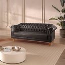 Ver imagem 1 de Sofá Chesterfield Clássico 3 Lugares Couro Sintético Preto Duque 200cm Yescasa