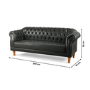 Ver imagem 4 de Sofá Chesterfield Clássico 3 Lugares Couro Sintético Preto Duque 200cm Yescasa