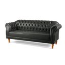 Ver imagem 3 de Sofá Chesterfield Clássico 3 Lugares Couro Sintético Preto Duque 200cm Yescasa