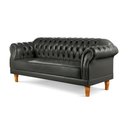 Ver imagem 5 de Sofá Chesterfield Clássico 3 Lugares Couro Sintético Preto Duque 200cm Yescasa