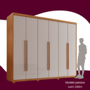 Ver imagem 6 de Guarda Roupa Casal 6 Portas 2 Gavetas com Pés MDF Veracruz Off White/Marromle