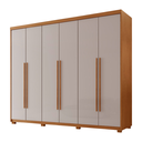 Ver imagem 2 de Guarda Roupa Casal 6 Portas 2 Gavetas com Pés MDF Veracruz Off White/Marromle
