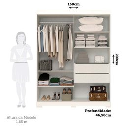 Guarda Roupa Casal 160cm 2 Portas de Correr 100% MDF Boldina Espresso Móveis - 3