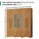 Ver imagem 3 de Guarda Roupa Casal 6 Portas com Espelho 201 cm Porto Bello Cedro Rudk