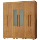 Ver imagem 1 de Guarda Roupa Casal 6 Portas com Espelho 201 cm Porto Bello Cedro Rudk