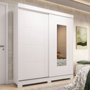 Ver imagem 1 de Guarda-Roupa Casal 2 Portas de Correr com Espelho 100% MDF 160cm Boldina Espresso Móveis Branco