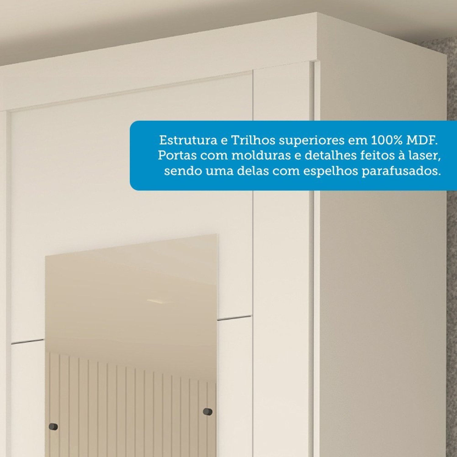 Guarda Roupa Casal 160cm 2 Portas de Correr com Espelhos 100% MDF Boldina Espresso Móveis - 5