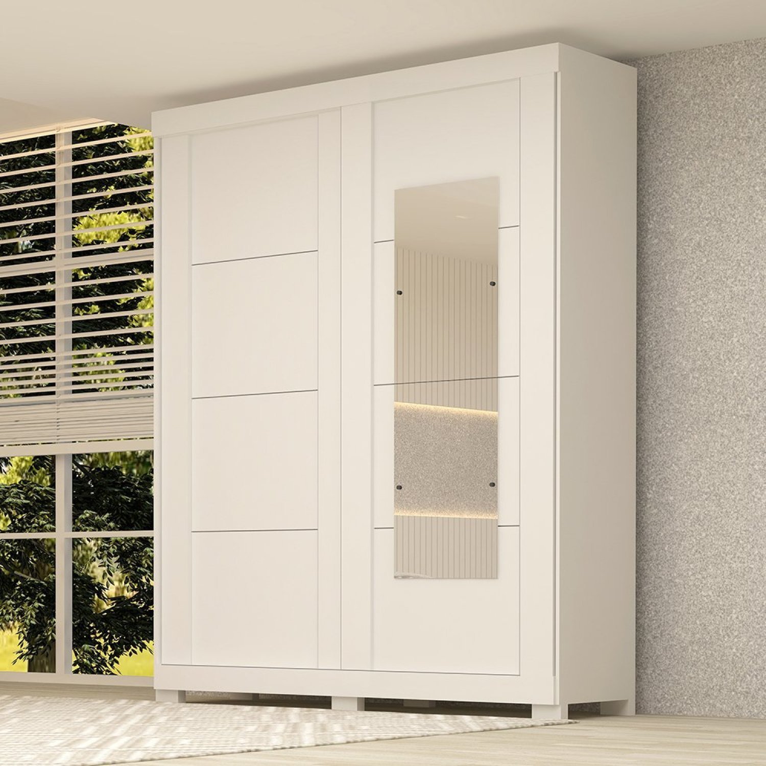 Guarda Roupa Casal 160cm 2 Portas de Correr com Espelhos 100% MDF Boldina Espresso Móveis - 1