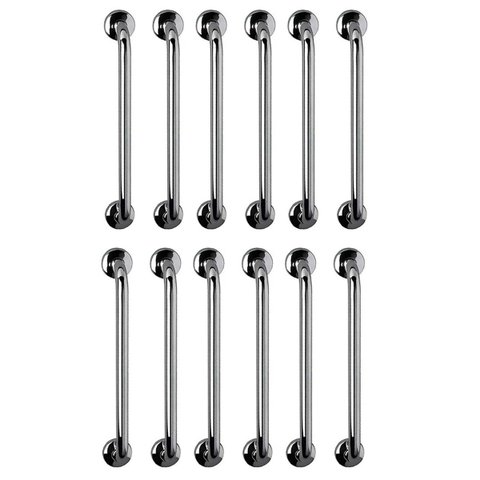 Barra de Apoio 60cm Aço Inox Kit 12 Unidades Acessibilidade Criança Idoso Gestante Suporte Resistent