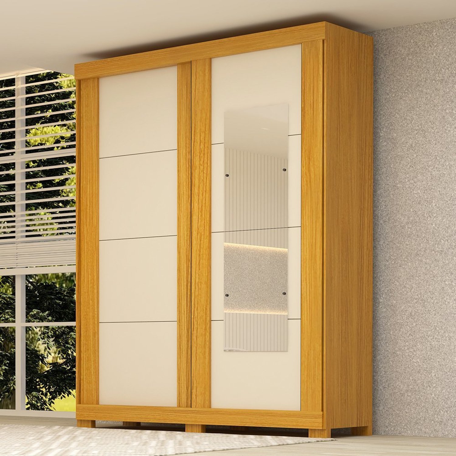 Guarda Roupa Casal 160cm 2 Portas de Correr com Espelhos Flex Color 100% MDF Boldina Espresso Móveis - 1