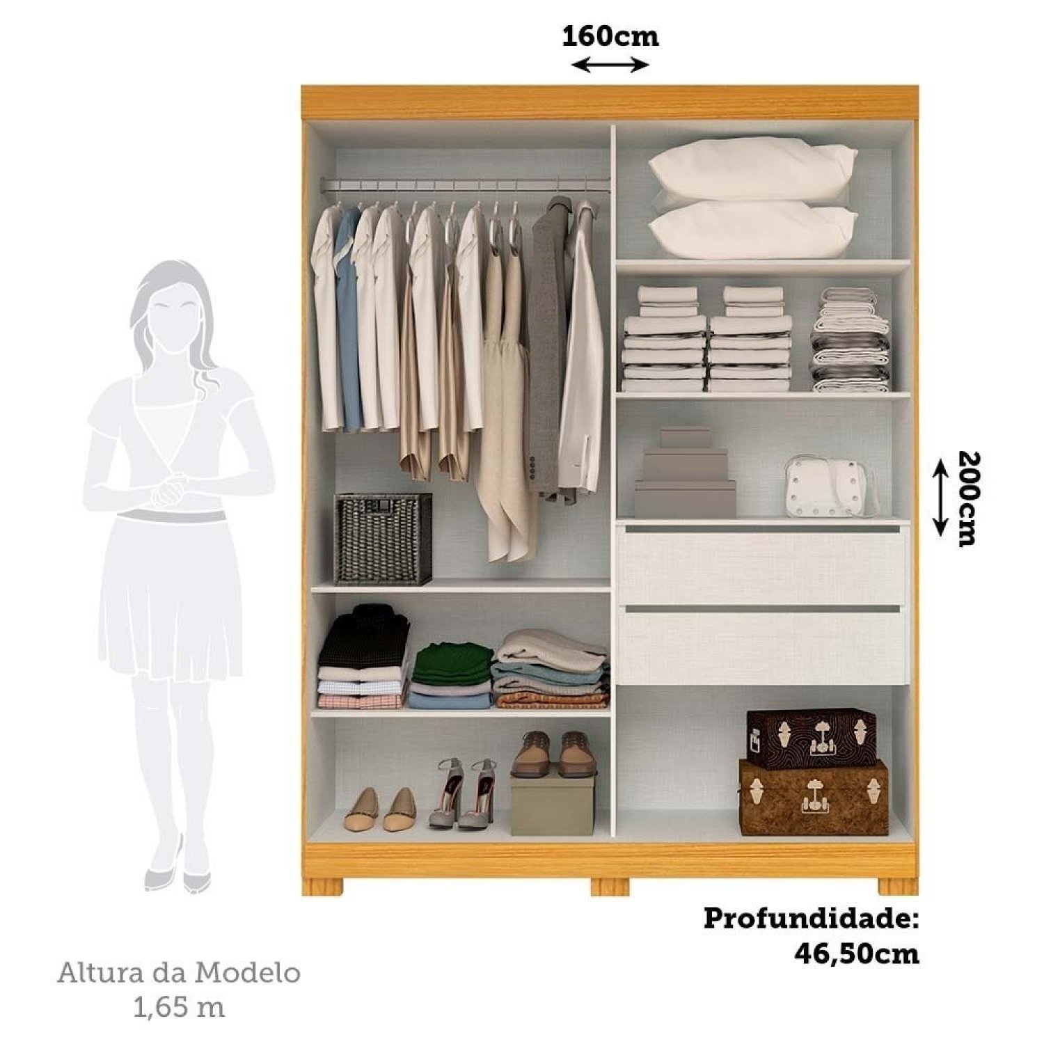 Guarda Roupa Casal 160cm 2 Portas de Correr com Espelhos Flex Color 100% MDF Boldina Espresso Móveis - 3