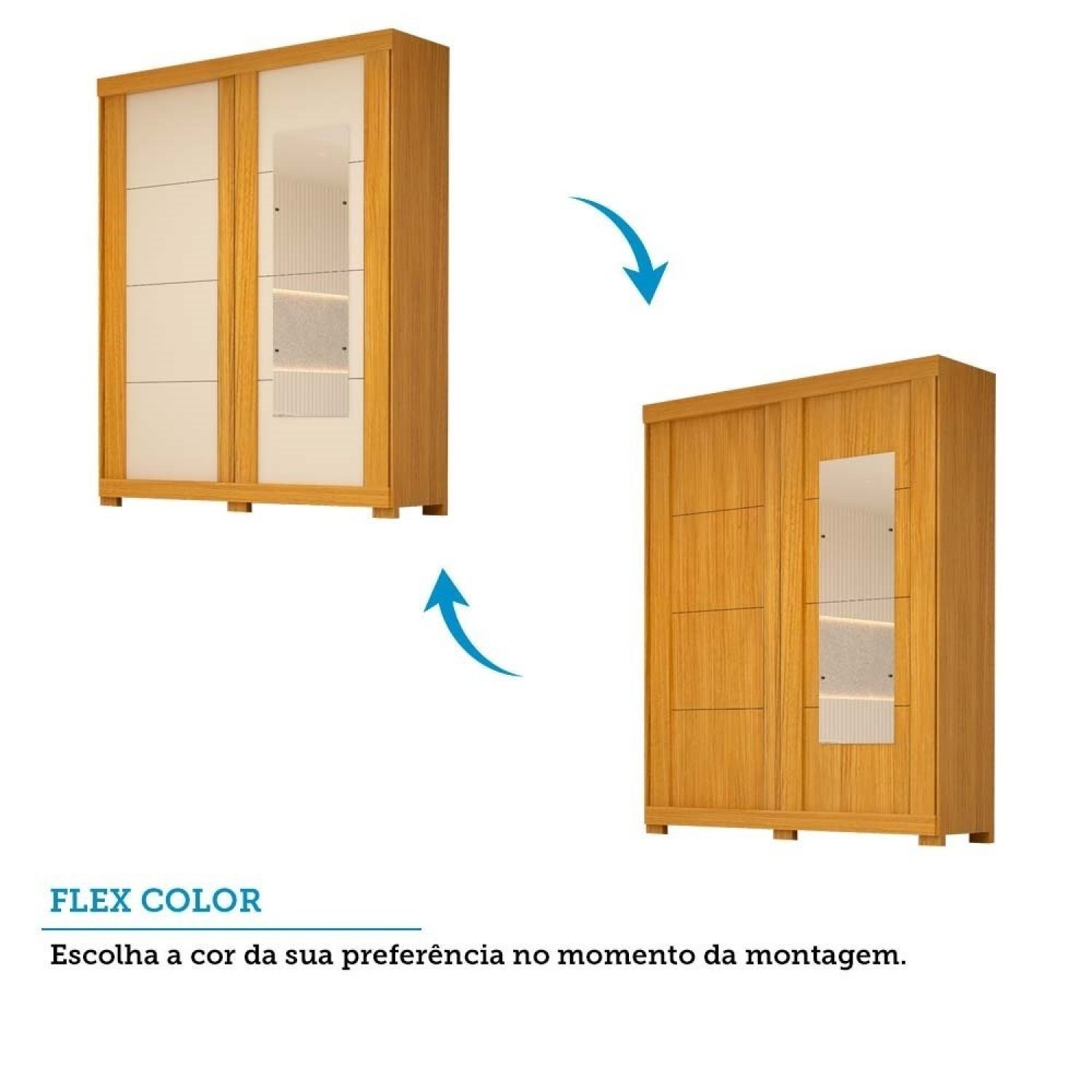 Guarda Roupa Casal 160cm 2 Portas de Correr com Espelhos Flex Color 100% MDF Boldina Espresso Móveis - 4
