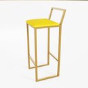Ver imagem 4 de Jogo Mesa Alta Bistrô Quadrada Branca 2 Banqueta Confort Estofado Dourado Don Castro Deco